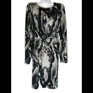 JONES NEW YORK Womens Gray Black White Snake Print Slinky Knit Sheath Dress, XL